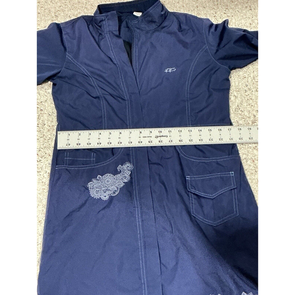 Womans Hasema Blue Extra Small Zip Front Knee Length Light Weight Raincoat - Picture 6 of 8